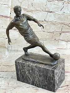 Soccer Player Statue Brass/bronze Genuine Metal Sports Decor Heavy Figurine Sale - Picture 1 of 10