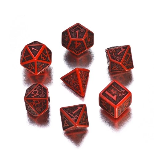 Juego De Dados Enano - 7 Piezas - Rojo Y Negro - Imagen 1 de 2