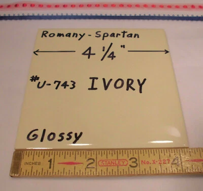 1 шт. Глянцевая керамическая плитка *слоновая кость светло-желтая* от Romany Tile Co. 4-1/4 дюйма новая из старых запасов  - Изображение 1 из 4