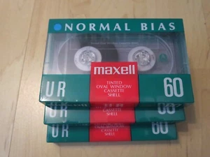 3 Pack MAXELL UR 60 min Normal BIAS IEC TYPE I Blank Audio Cassette Tapes SEALED - Picture 1 of 3