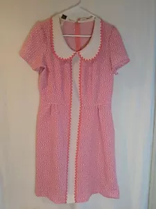 Vestido JC Penney Vintage Talla 10 Rosa Cuello Peter Pan Patrón Geométrico Bric Brac - Imagen 1 de 10