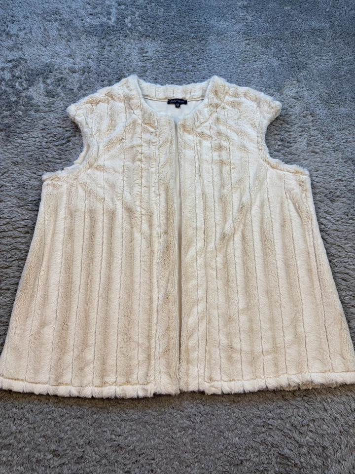 Chaleco Marca Slinky Mujeres 2X Marfil Imitación Piel Acogedor Difuso Frente Abierto Suéter Cárdigan Foto 1 de 4