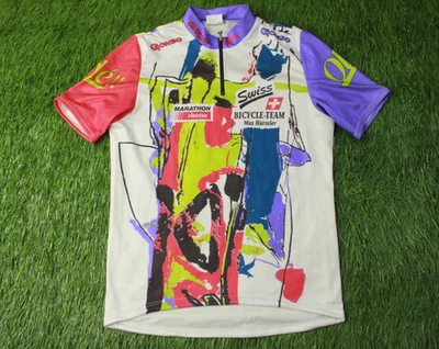 CAMISETA DE CICLISMO VINTAGE AÑOS 90 JERSEY EQUIPO SUIZO MAX HURZELER GONSO ORIGINAL TALLA L Foto 1 de 4