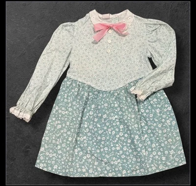 Vestido de Colección Años 70 JCPenney Calico Pradera Cuello de Encaje Rosa Lazo Talla 6 Cottagecore Foto 1 de 4