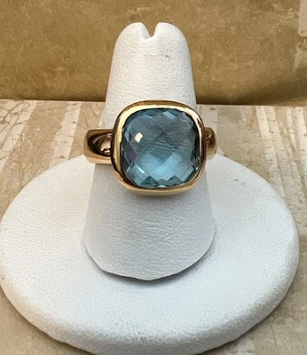 Nuevo con etiquetas Anillo Sundance Catálogo Facetado Cuadrado Azul Topacio Oro Vermeil Talla 7 Foto 1 de 4