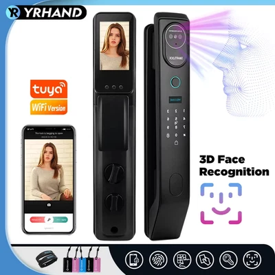 V8 Tuya Wifi 3D Face Smart Door Lock Security Camera Intelligent Fingerprint Pas - Image 1 of 4