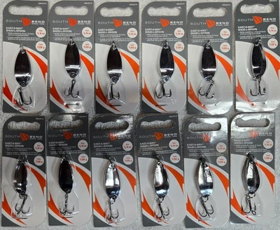 Paquete de 12 cucharas South Bend Kast A Way Shud-L 1/4 oz cromadas SBKM14-CH, NUEVAS Foto 1 de 3