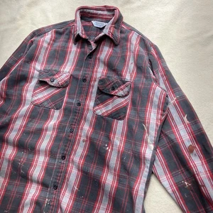 Vintage 80s Five Brother Heavy Cotton Woven Plaid Flannel Grunge Distressed - Bild 1 von 7