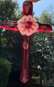 Schmelzglas Kreuz Sonnenfänger signiert vom Künstler 4”x 2,5” - Bild 1 von 20