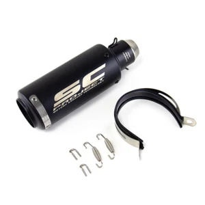 Slip-on 51mm 2" Universal Motorcycle Exhaust Muffler Pipe Tail Tips Black - Picture 1 of 6