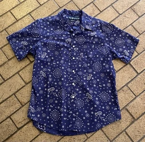 Ralph Lauren Classic Fit Blue Paisley Button Up Shirt - Size XL - Picture 1 of 6