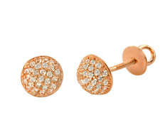 Dome Shape Men's Stud Earrings In Pure 10K Rose Gold & White 0.22CT Moissanites