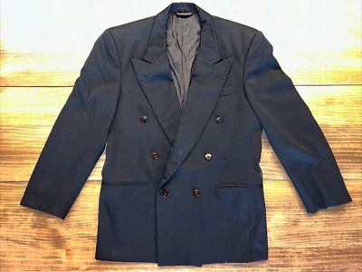 Abrigo Blazer Chaqueta Forrado Adolfo Para Hombres Negro Lana Doble Pecho Deportivo Usado en Excelente Condición Foto 1 de 4