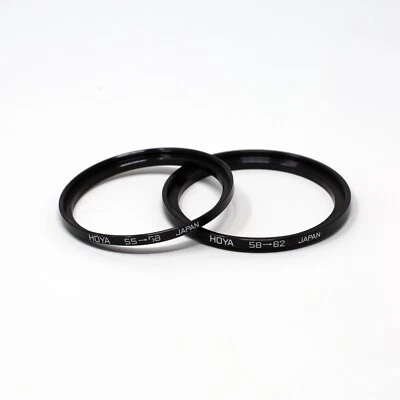 Lote de 2 adaptadores Hoya Step Up de 58 mm a 62 mm y 55 mm a 58 mm Filtro 55-62 y 58-62 Foto 1 de 4