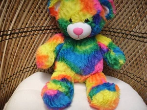 Build A Bear Teddy Bear Plush Rainbow Tie Dye Bright Neon 2013 Multicolor NEW - Picture 1 of 1