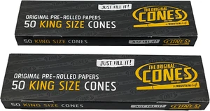 100 Smoking Papers Cones Pre-Rolled King Size 109 Mm – with Roach Tip - Picture 1 of 12