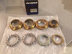 OLD SCHOOL BMX TIOGA BEARTRAP 2 HEADSET GOLD 1" threaded NEW tange gt - Picture 1 of 2