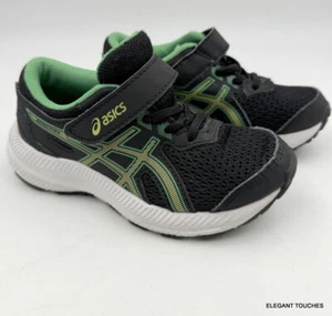 ASICS Contend 8 Pre-School Running Shoes Kids 10 Black Lime 1014a258 Sneakers - Picture 1 of 8