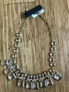 NWT $138 J.CREW York Square Statement Necklace Crystal AF759 - Picture 1 of 5