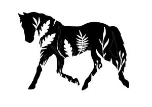 Schablone " Pferd floral... " auf A4 - Bild 1 von 1