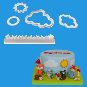 5 Pieces/Set Cloud Sun Grass Theme Plastic Cookie Fondant SugarCraft Cutter - Foto 1 di 3