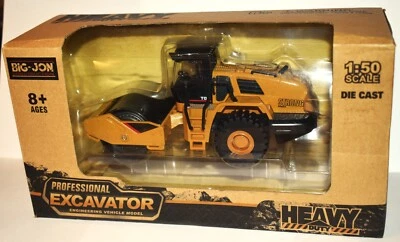 Pro. Escavadeira 1/50 Metal Construction Road Roller Big Jon Golden Wheels Novo Na Caixa Estado Perfeito - Imagem 1 de 4