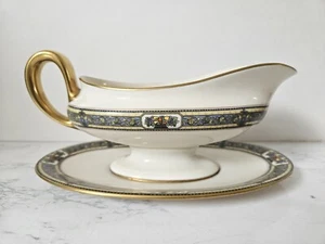 Morgan Belleek Orient Gravy Boat Porcelana Fruta Elevada Borde Dorado China #30F - Imagen 1 de 10