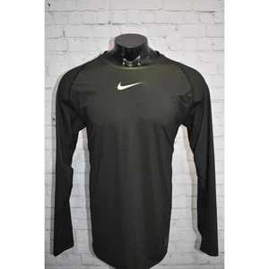 Nike PRO Gym Shirt Mens Size XL Fitted Polyester Dri-Fit Black Neon Yellow - Picture 1 of 7