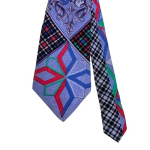 Gianni Versace Mens Vtg 1990's Tie Multicolor Baroque Harlequin Silk 3.75" x 56" - Picture 1 of 11