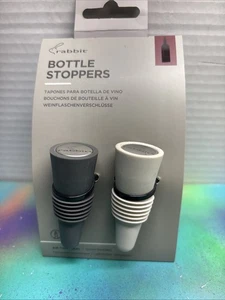 Set of 2 RABBIT Wine Bottle Stoppers SBS Rubber & Stainless Steel Gray - Picture 1 of 5