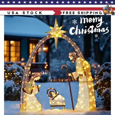 6英尺圣诞套装点亮圣诞场景神圣家庭庭院装饰户外 — 第 1/4 张图片