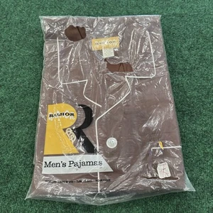 Vintage Rabhor Men’s Pajamas Brown A Small NWT NOS 60s 70s Deadstock Mod Lounge - Picture 1 of 8