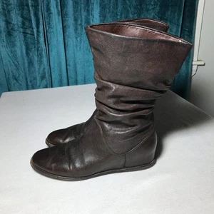 Stuart Weitzman Harbor versteckter Keilabsatz Größe 8 halbhohe lässige braune Lederstiefel - Bild 1 von 13