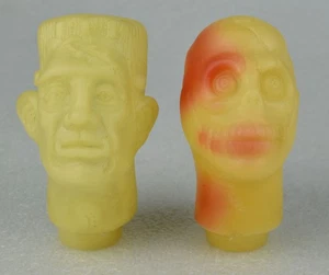Pair of VTG 1980s Scary Rubber Lite-Up Monster Head Toys Frankenstein Zombie - Picture 1 of 16