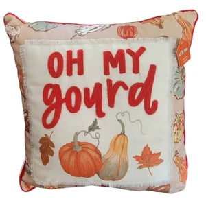 Homespun Harvest "Oh My Gourd" Throw Pillow - Picture 1 of 1