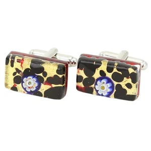 Gemelos rectangulares clásicos venecianos de vidrio GlassOfVenice Murano - oro millefi - Imagen 1 de 6