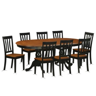 Elegante Juego de Mesa de Comedor de 9 Piezas - Mesa de Comedor de Madera Maciza para 8 Foto 1 de 4