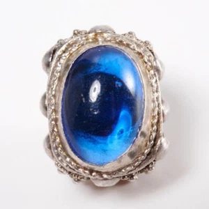 Sterling Silber Filigran Faux Blau Saphir Charm Anhänger - Bild 1 von 5