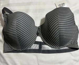 NWT Kmart Grey White Stripe Tabby Heather Underwire Padded T-Shirt Bra Size 42D - Picture 1 of 13