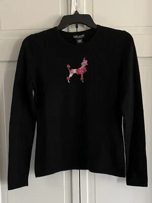 Suéter de cachemir negro con bordado frontal Daniel Bishop para mujer talla S Foto 1 de 4