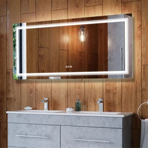 42"x20" Long Modere LED Bathroom Mirror Defog Front &Back Lights Vanity Makeup - Picture 1 of 18