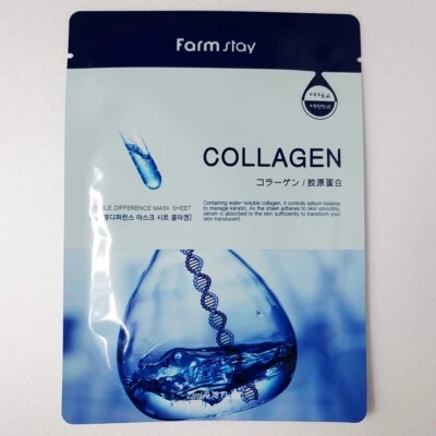 Korea Cosmetic Farmstay Face Mask Sheet Pack Facial Skin Care Collagen K-Beauty - Image 1 of 2