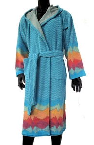 MISSONI HOME BATHROBE VELOUR UNISEX HOOD Ecologians Hypoallergenic TAMARA 100 - Picture 1 of 6