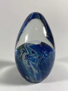 Robert Eickholt Hand Blown Studio Art Glass Dichroic Paperweight Egg Signed 1995 - Picture 1 of 12