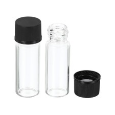 2mL Reagent Glass Storage Bottle 12Pcs Round Plastic Screw Cap Lab Home Clear