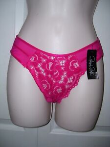 Rene Rofe Women's Small  Fuchsia Pink Panties Sexy Lace Panel Front NWT