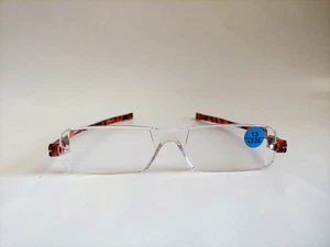 Vintage 90's Rectangle Rimless 360 Degree Rotated Reading Glasses +3.50 (S.Tort) - Picture 1 of 6