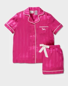 NEW PETER ALEXANDER PINK HEART POLY SATIN TOP SHORTS PJ SET JNR 2 RRP$69.95 - Picture 1 of 3