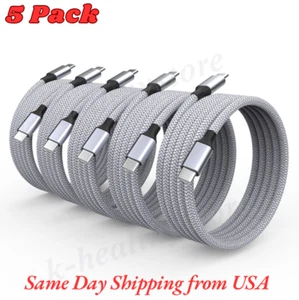 5 Pack USB-C to USB-C Cable Male Type-C Cord Fast Charger Charging Data Sync 6ft - Picture 1 of 9