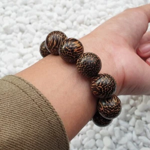 16 MM Indonesian Palm Nibung Thorn 14 Beads Bracelet Oncosperma Tigillarium - Imagen 1 de 6